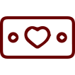Icon of a maroon check with a heart in the center of it.